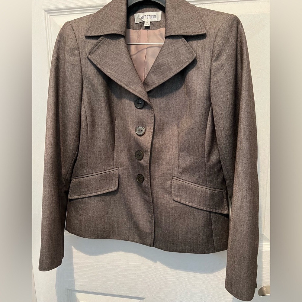 Brown/grayish 2 piece skirt suit by Suit Studio - 4P